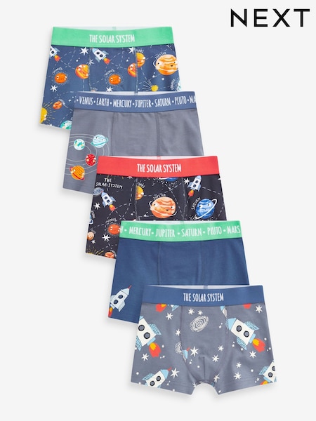 Space Print Trunks 5 Pack (1.5-16yrs) (N34010) | £14 - £16