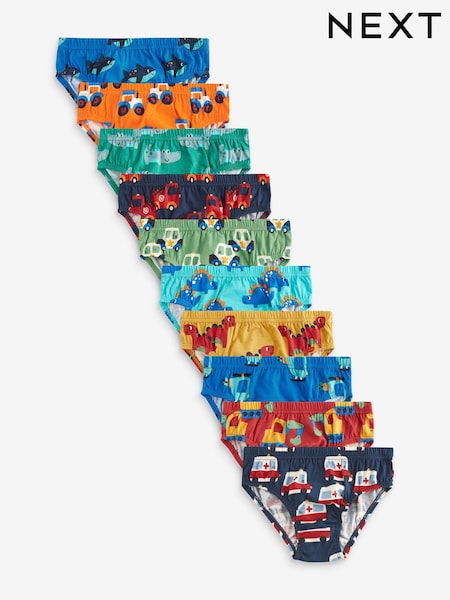 Bright Primary Print Briefs 10 Pack (1.5-10yrs) (N34152) | £14 - £15