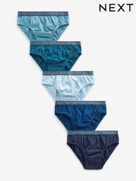 Blue Jacquard waistband 100% Cotton Briefs 5 Pack (1.5-16yrs) (N34160) | £9 - £14