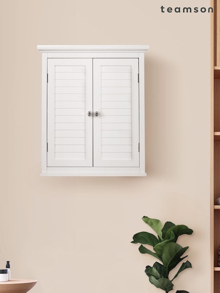 Teamson Home White Wooden Bathroom Storage Wall Medicine Cabinet Unit (N34377) | £65