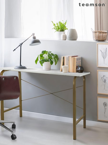 Teamson Home Brass Bella Writing Home Office Desk with Faux Marble Top (N34381) | £80