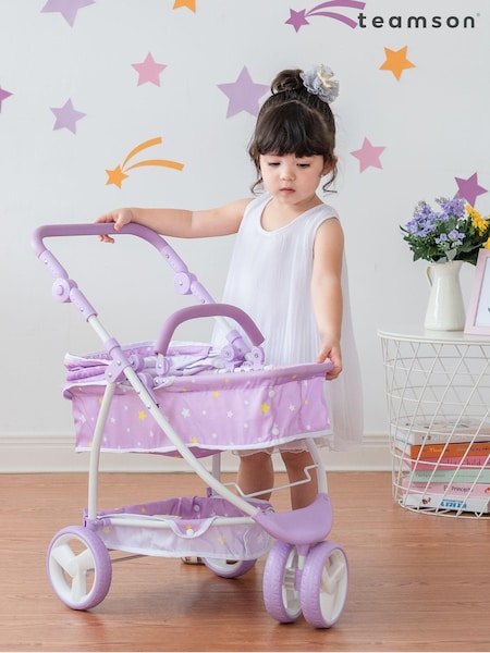 Teamson Home Purple Kids Dolls 2-in-1 Foldable Pram Pushchair (N34385) | £45