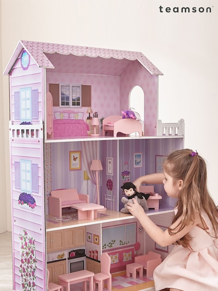 Teamson Home Pink Kids Tiffany Wooden Interactive Dollhouse (N34388) | £100