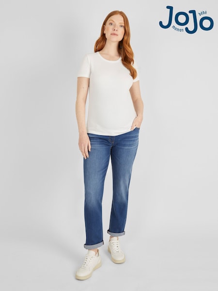 JoJo Maman Bébé Mid Wash Blue Mom Maternity Denim Jeans (N34462) | £45