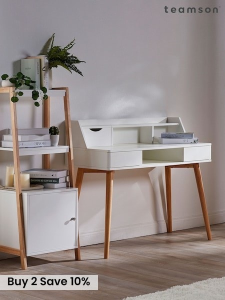 Teamson Home White Creativo Simplistic Wooden Writing Desk with Storage (N34473) | £150