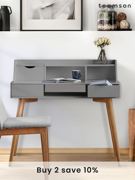 Teamson Home Grey Creativo Simplistic Wooden Writing Desk with Storage (N34488) | £180