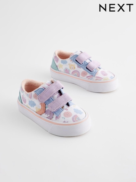 Multi Pastel Touch Fasten Strap Printed Trainers (N34601) | £18 - £20