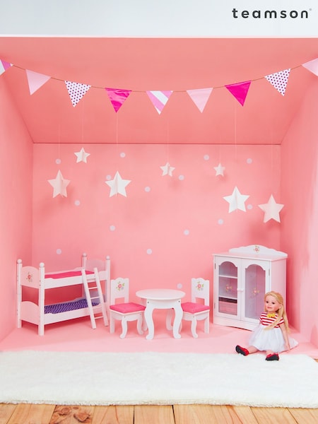 Teamson Home White Kids Wooden Doll Wardrobe Storage and Hangers (N34898) | £50