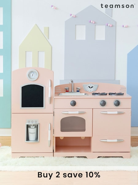 Teamson Home Pink Fairfield Interactive Wooden Play Kitchen Set (N34907) | £155