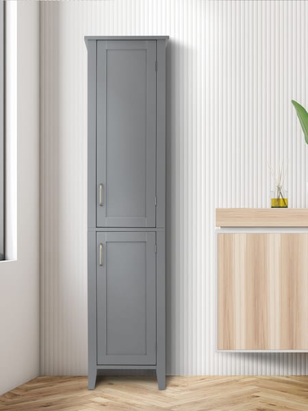 Teamson Home Grey Mercer Wooden Bathroom Tall Linen Storage Cabinet Unit (N34918) | £150