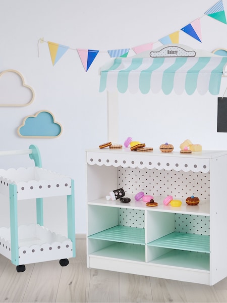 Teamson Home Green Wooden Play Pretend Bakery Shop Stand Set (N34925) | £85