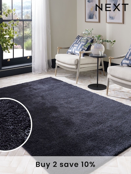 Navy Cosy Washable Shaggy Rug (N35705) | £30 - £150