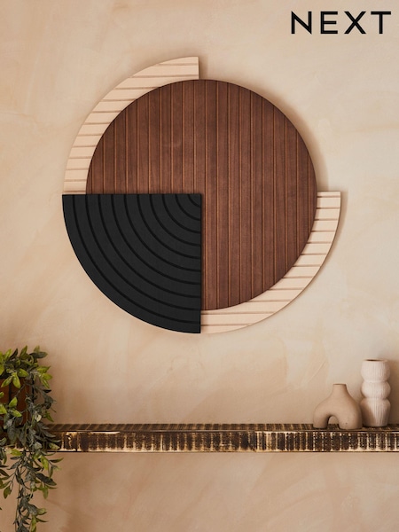 Brown and Black Bronx Wood Circular Wall Art (N36288) | £45