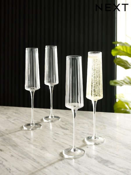 Set of 4 Clear Collins Champagne Flutes (N36623) | £28