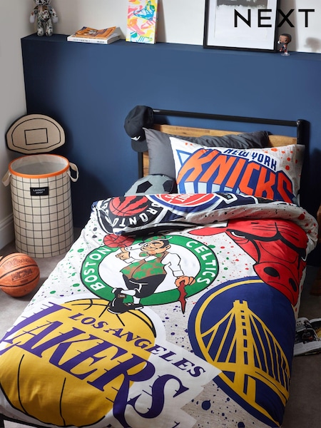 Multi NBA 100% Cotton Single Duvet Cover and Pillowcase Set (N37284) | £30