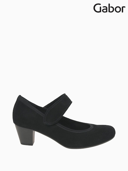 Gabor Illuminate Black Suede Court Black Shoes (N38039) | £100