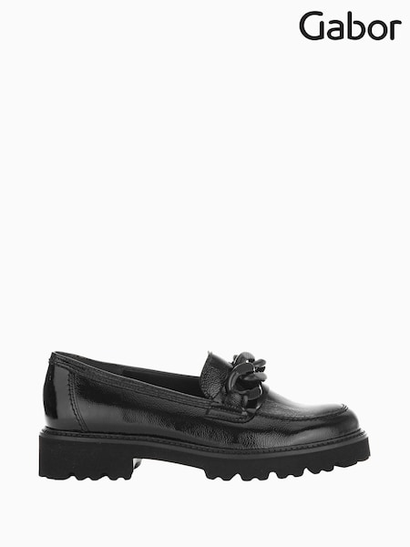 Gabor Squeeze Black Patent Leather Loafers (N38047) | £120