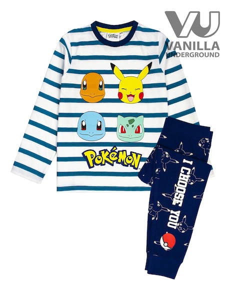 Vanilla Underground Blue Kids Pokemon Long Leg Pyjamas Set (N38064) | £17