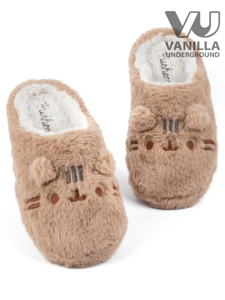 Vanilla Underground Brown Pusheen Adult Winter Slippers (N38147) | £0