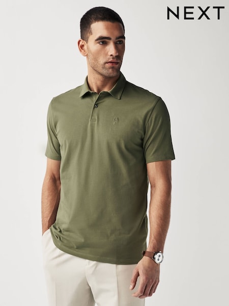 Sage Green/Grey/Rust Brown Regular Fit Short Sleeve Jersey Polo Shirts 3 Pack (N38634) | £40