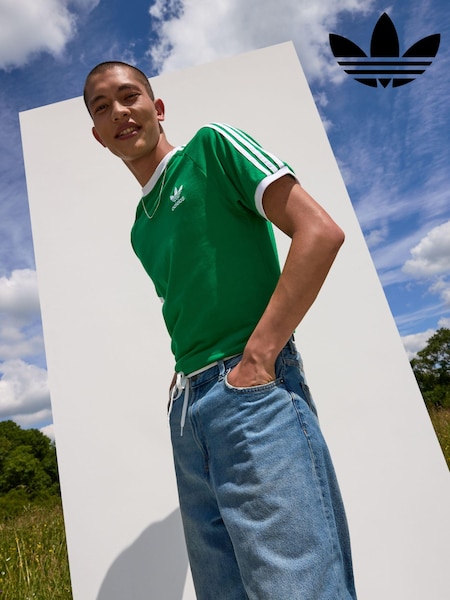 adidas Light Green Adicolor Classics 3-Stripes 100% Cotton  T-Shirt (N39042) | £30