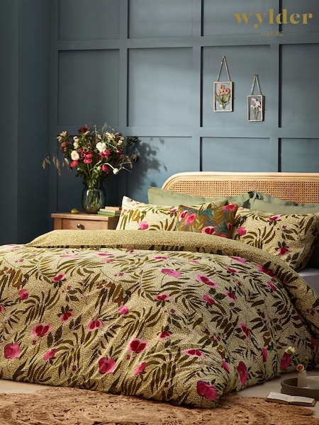 Wylder Green House Of Bloom Poppy Cotton Rich Reversible Duvet Set (N39184) | £26 - £46