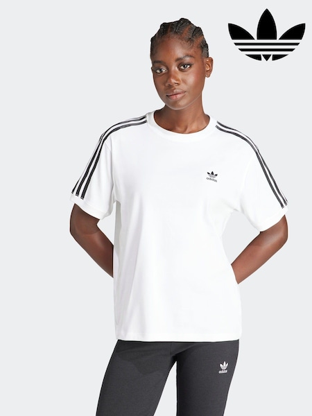 adidas originals White 3 Stripe T-Shirt (N39195) | £28