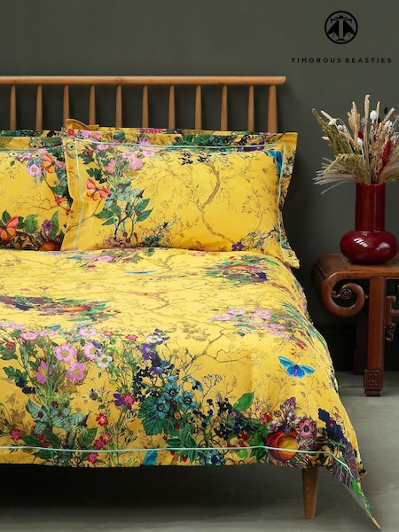 Timorous Beasties Yellow Bloomsbury Garden 100% Cotton Bed Set (N39481) | £90 - £145