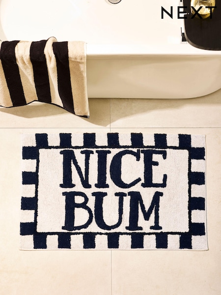 Monochrome Slogan 100% Cotton Bath Mat (N40000) | £18