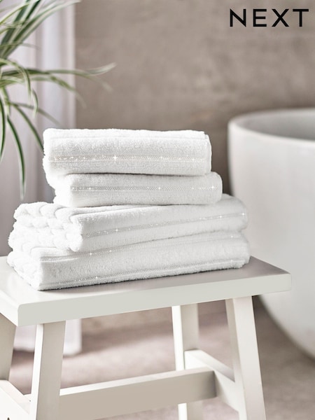 White Sparkle Rib Towel (N40009) | £10 - £20