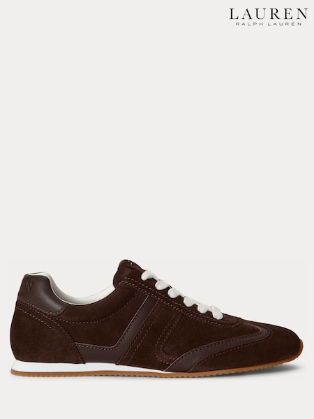 Brown - Lauren Ralph Lauren Dani Low Profile Suede And Leather Trainers