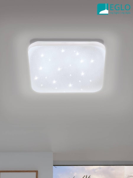 Eglo White Frania-S 33cm Metal And Plastic With Crystal Effect Flush Ceiling Light (N40432) | £36