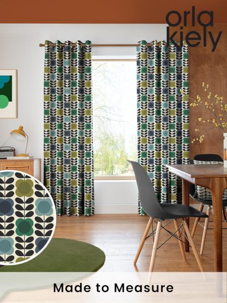Orla Kiely Blue and Green Spot Flower Stem Made to Measure 100% Cotton Curtains (N40515) | £91