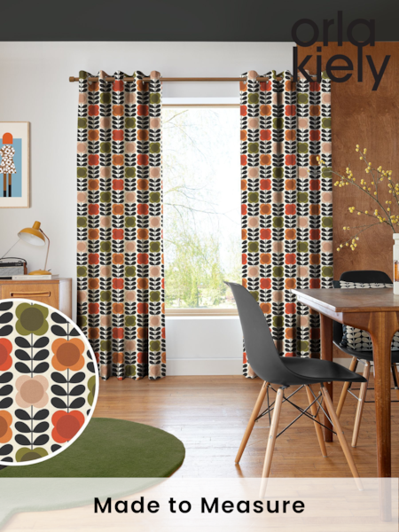 Orla Kiely Tomato and Pink Spot Flower Stem Made to Measure 100% Cotton Curtains (N40522) | £91