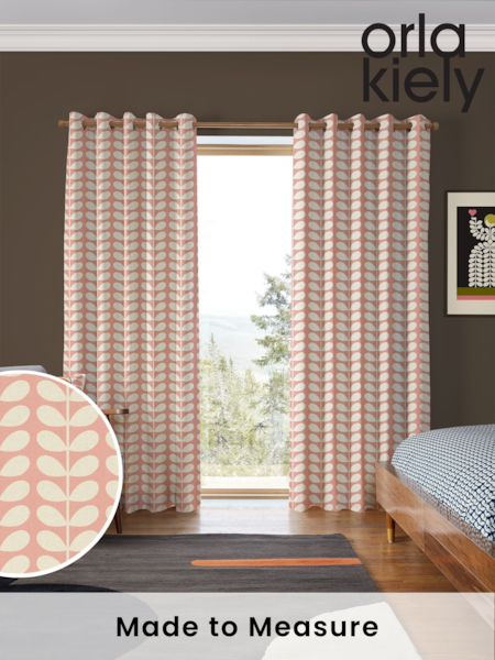 Orla Kiely Pink Solid Stem Made to Measure 100% Cotton Curtains (N40533) | £91