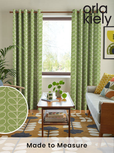 Orla Kiely Chalky Green Jumbo Linear Stem Made to Measure 100% Cotton Curtains (N40540) | £91