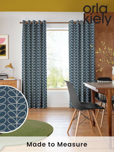 Orla Kiely Marine Jumbo Linear Stem Made to Measure 100% Cotton Curtains (N40541) | £91