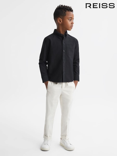 Reiss Black Greenwich 3-9 yrs Button Down Oxford Shirt (N40582) | £28