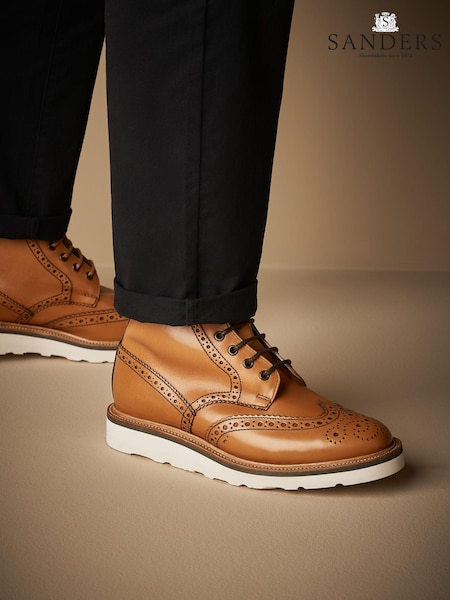 Tan Brown Leather Sanders for Next Brogue Wedge Boots (N40616) | £0