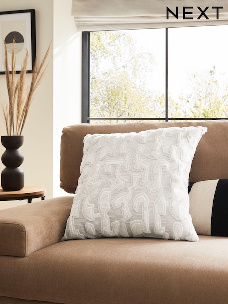 White Valencia Cut Velvet Cushion (N40812) | £40