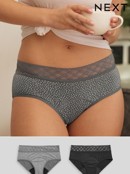 Print/Plain Short Medium Flow Period Knickers 2 Pack (N40838) | £20