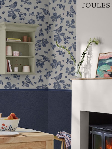 Joules Blue Plain Wallpaper Sample (N40879) | £1