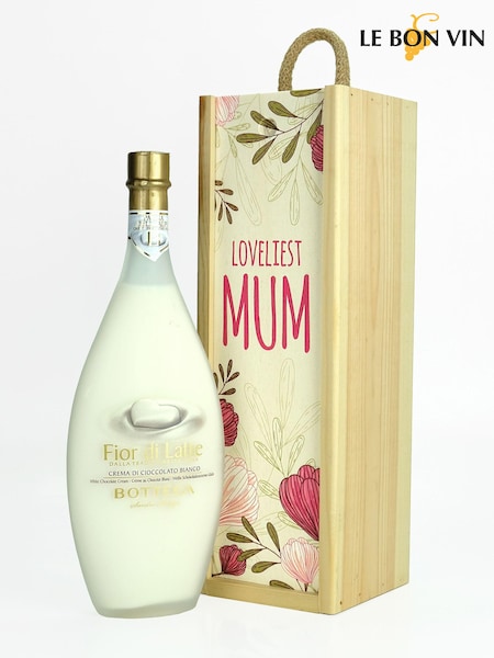 Le Bon Vin Lovliest Mum White Chocolate Liqueur, Wooden Gift Box (N40926) | £39