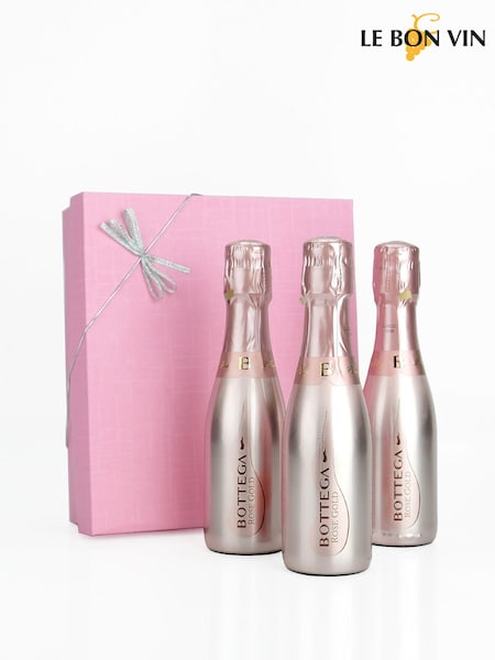 Le Bon Vin Bottega Rose Gold Mini Sparkling Trio Boxed Gift (N40936) | £35