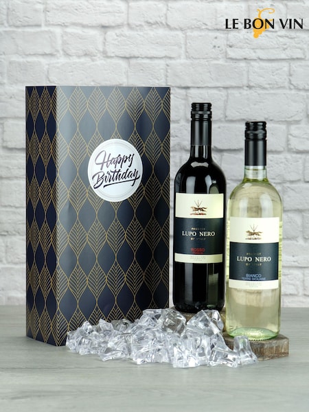 Le Bon Vin Happy Birthday Italian Red & White Wine Duo Boxed Gift (N40960) | £39
