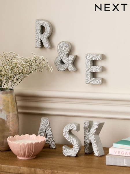 Grey Vintage Alphabet Ornament (N41001) | £6