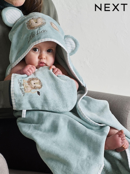 Blue Lion 100% Cotton Newborn Hooded Baby Towel (N41062) | £20