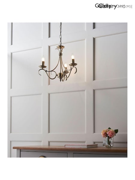 Gallery Home Antique Brass Banff 3 Bulb Pendant Ceiling Light (N41355) | £90