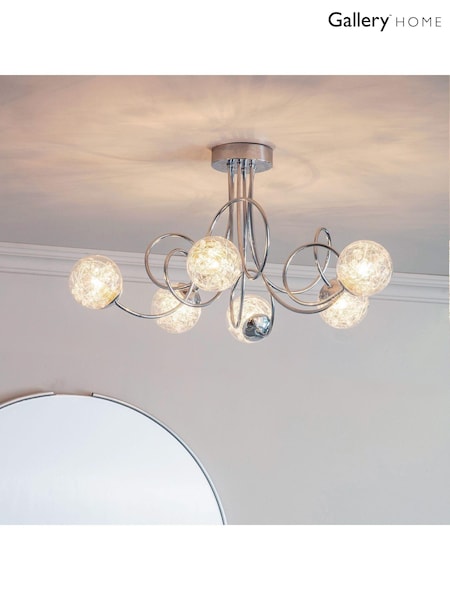 Gallery Home Chrome 6 Light Albert Flush Ceiling Light (N41357) | £178