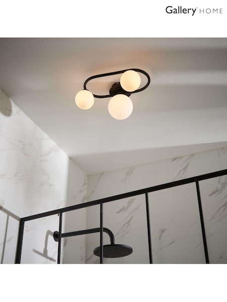 Gallery Home Black Kent 3 Bulb Bathroom Ceiling Light (N41360) | £74